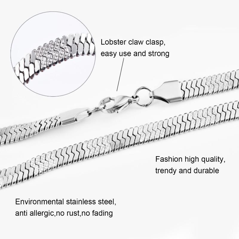 Fashion Accessories Herringbone Chain Embossed Necklace Bracelet Stainless Steel Jewelry Custom