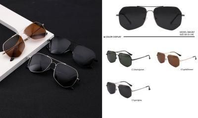 Men&prime; S Stylish Men&prime; S Metal Frame Silver Double Bridge Pilot Sunglasses