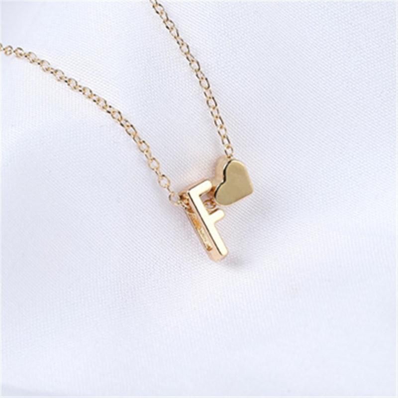 Fashion Women Tiny Heart Dainty Initial Letter Name Necklace Jewelry