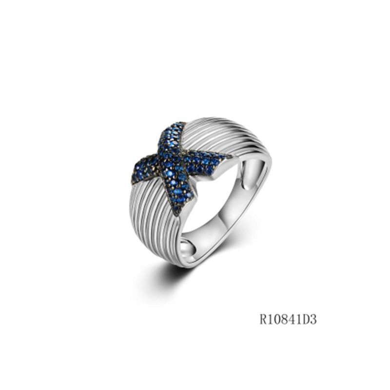Wholesale Silver with CZ Thread Line Letter X Ring