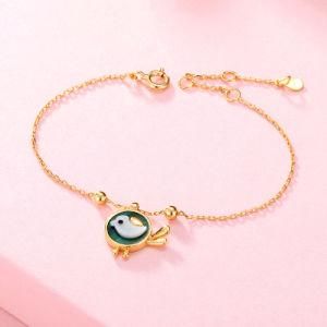 New Design Hot Selling Jewelry Gemstone Bracelet Natural Malachite Love Bird Sterling Silver Gold Plated Bracelet Valentines&Prime Jewelry