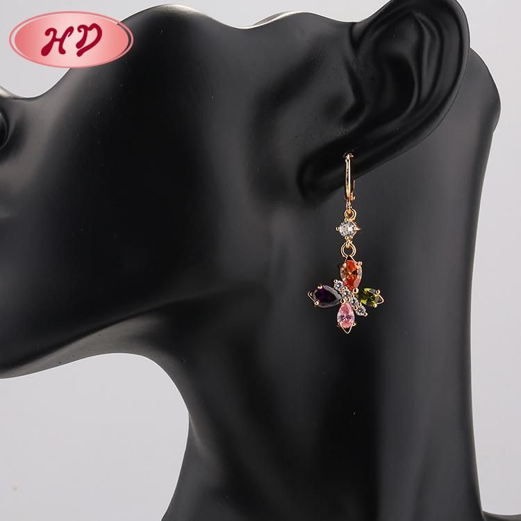 Fashion Jewelry 2020 Big Gold Multi Colorful Stone Drop Earrings