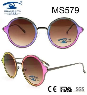 New Arrived Round Shape Women Metal Sunglasses (MS579)