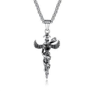 Gold-Plated Stainless Steel Serpentine Cross Pendant Necklace