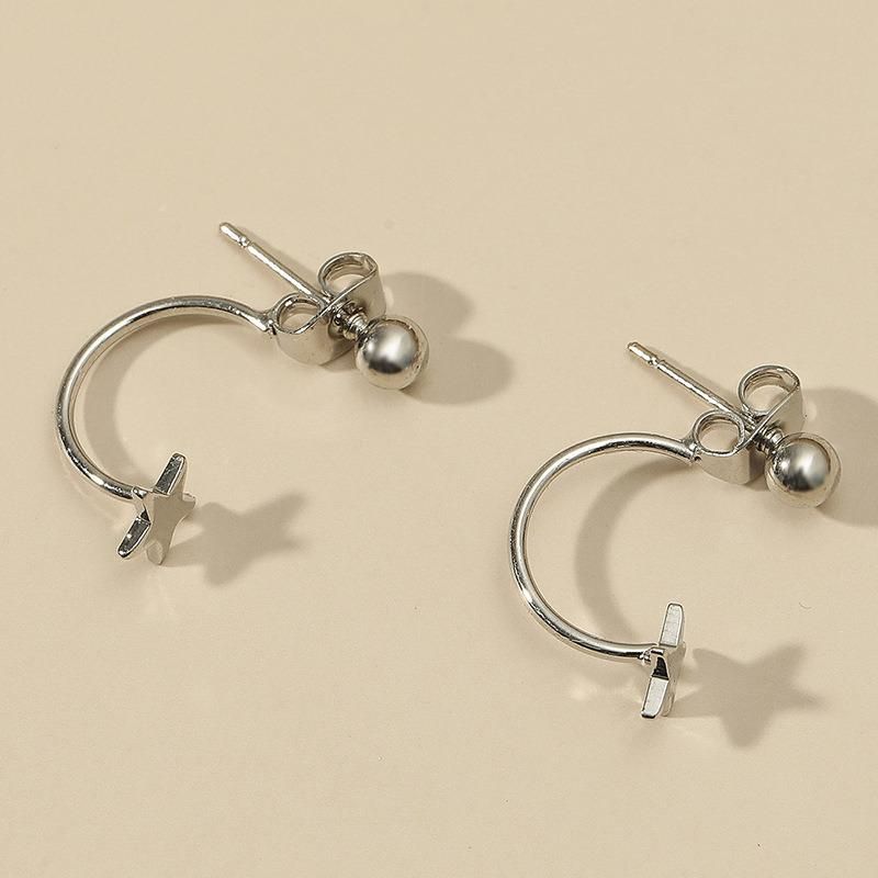 Fashion Simple Temperament Star Bent Hook Earrings Jewelry