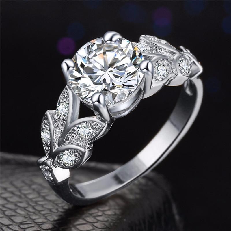 Fashion Women Jewelry Cubic Zircon Ring Wedding Crystal Silver Rings
