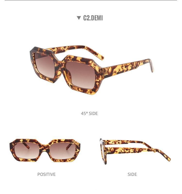 Hot Sales Fashion Leopard-Print Plastic Square Sun Glasses 2022 Retro Vintage Rectangle Sunglasses