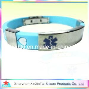 Customize Silicon Bracelets with Stainless Steel Piece (XXT 10012-2)
