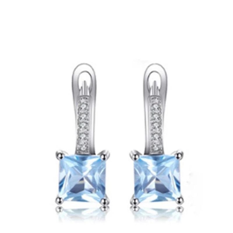 925 Sterling Silver Jewelry Fashion Earring with Gemstone Sky Blue Topaz