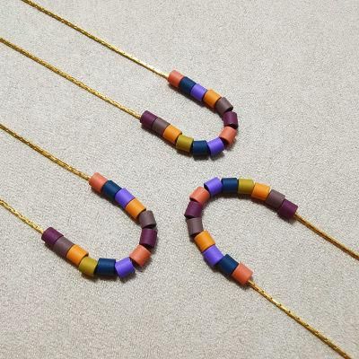 National Design Jewelry Bohamian Rainbow Macaron Color Choker Chain Necklace