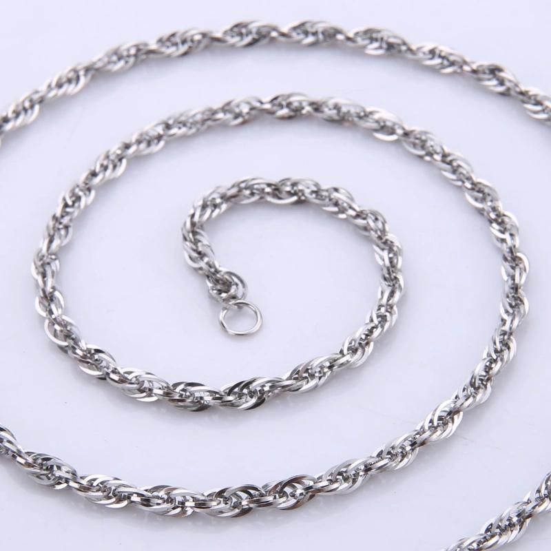 Promotion Fashion Jewelry Stainless Steel Triplicate Square Cable Chain Anklet Bracelet Necklace for Handcraft