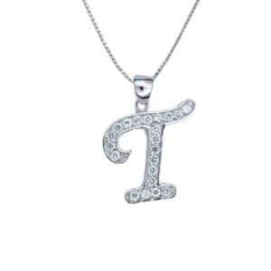 Letter T Shaped 925 Sterling Silver Necklace Pendant