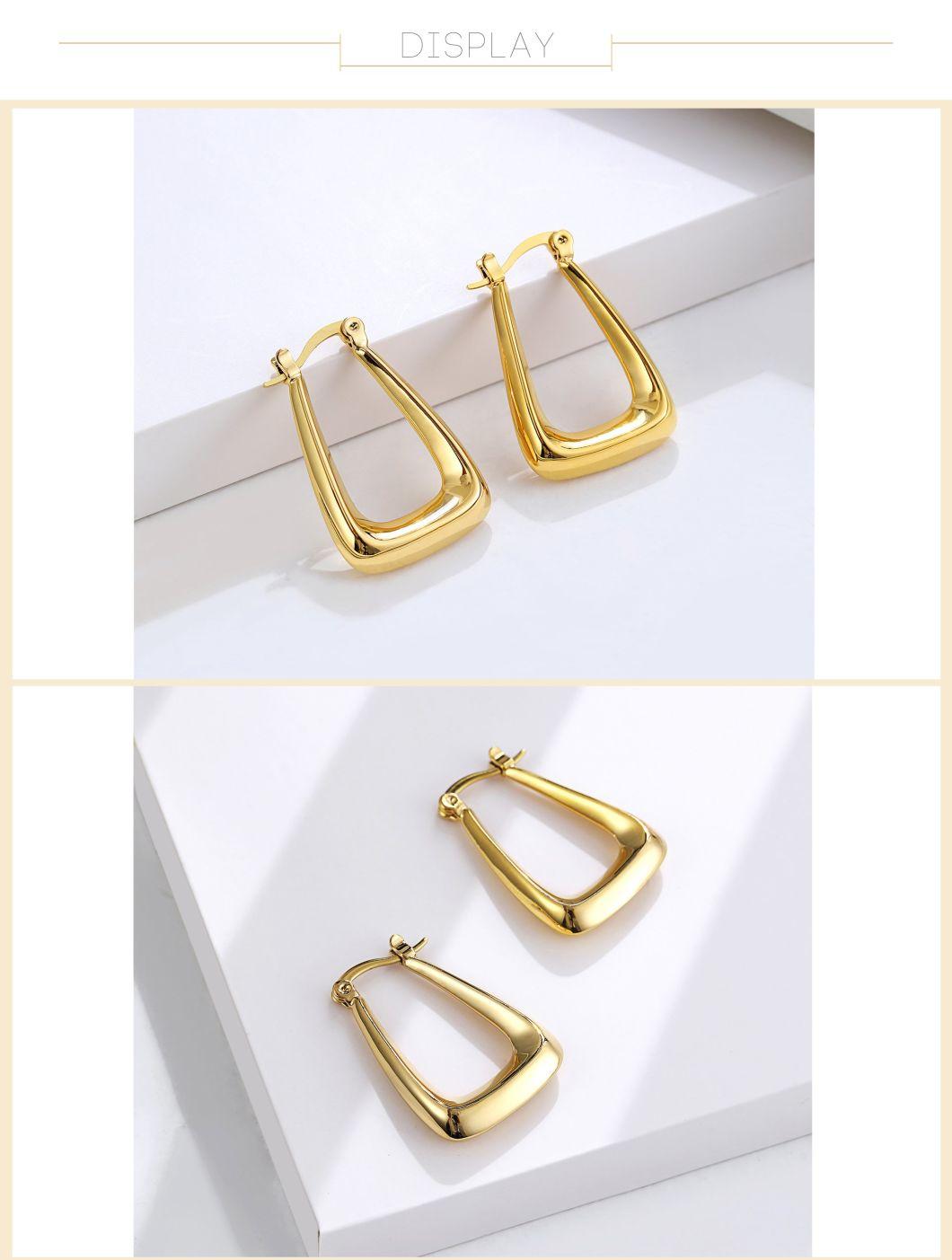 Multi-Faceted Corners Copper Earring in Simple U-Shape Design
