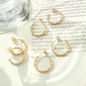 Statement Hollow Earring 18K Gold Plated Stainless Steel Big Hollow Tube Hoop Stud Earrings Tarnish Free Waterproof Gold Jewelry