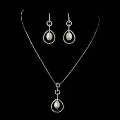 Elegance Fresh Water Pearl Jewelry Set, Wedding Pearl Jewelry Set, Bridal Pearl Jewelry, CZ Jewelry Set