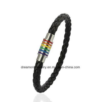 New Arrival Colorful Rainbow Bracelet Leather Steel