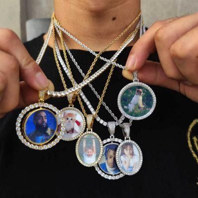 China Factory Hip Hop Custom Photo Pendant Necklace Diamond Zircon Necklace for Women and Men