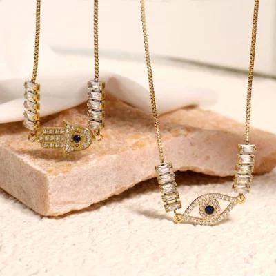 Iced out Baguette Diamonds Fatima Palm Necklace for Women