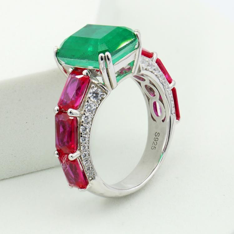 Fashion Rings Ruby and Fusion Emerald Cubic Zirconia Ring for Women