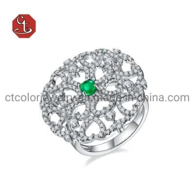 Antique Heart Shape Set Jewelry Emerald Color Cubic Zirconia Stones Ring JewelleryFactory Price Silver Ring