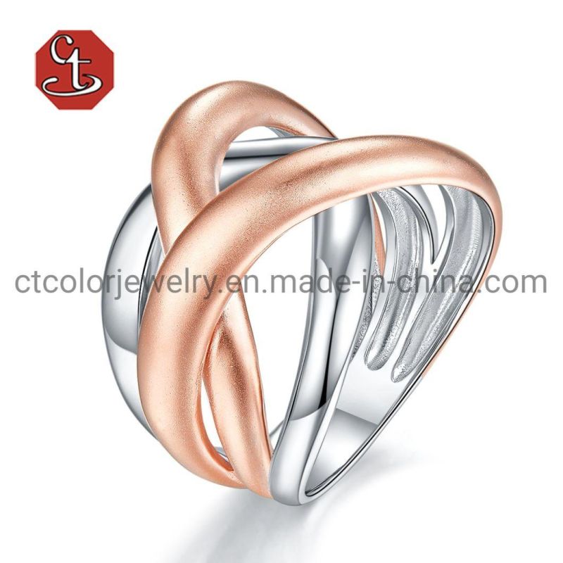 Multilayer Cross Silver or Brass Ring Fashion Metal Jewelry for Men or Women Plain Polished Rings