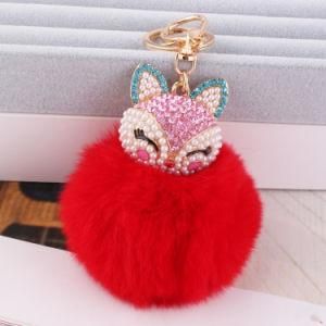 Hot Sale Trendy Rabbit Fur Pompoms Faux Fur Ball Hairclip Bag Charm