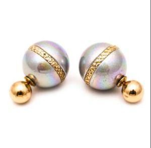 Women Fashion Jewelry Back Front Double Sided Ball Stud Earrings