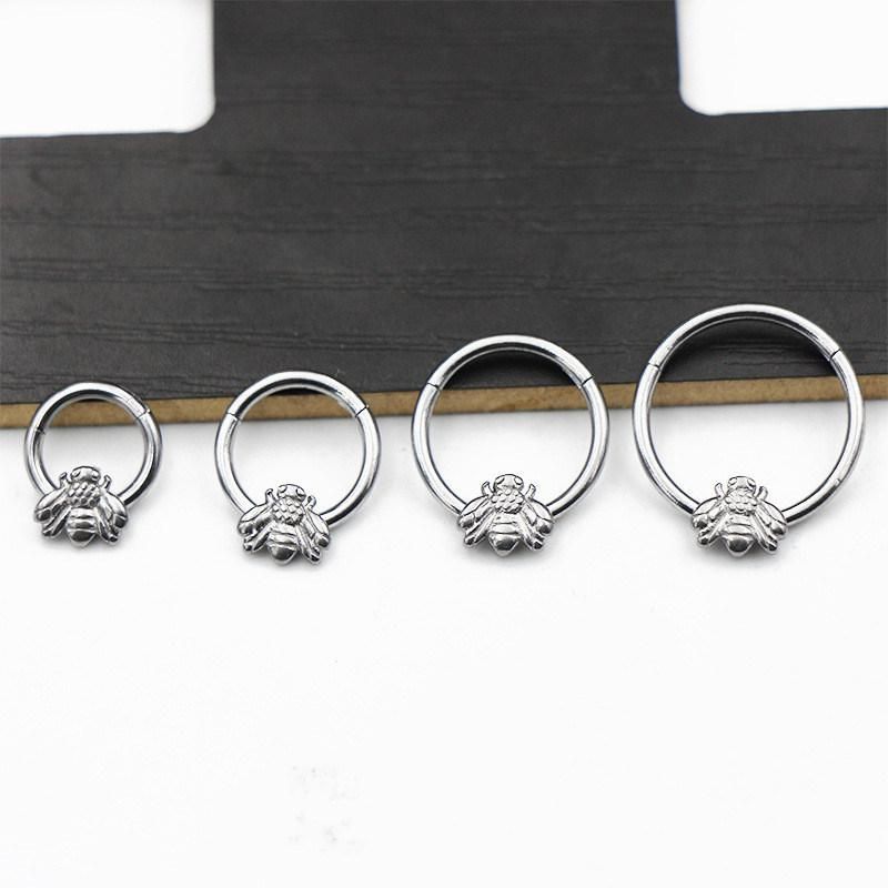 316L Surgical Stainless Steel Jewelry Body Jewelry Hinged Segment Ring Piercing (Bee Design)