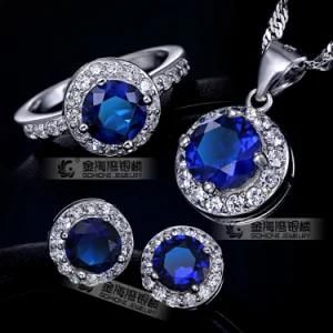 Fashion Blue Sapphire CZ Stone Jewelry Set