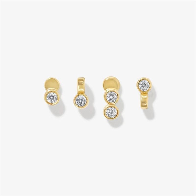 14K Gold Plated Sterling Silver, Crystal Cubic Zircon Thorn Earring Set