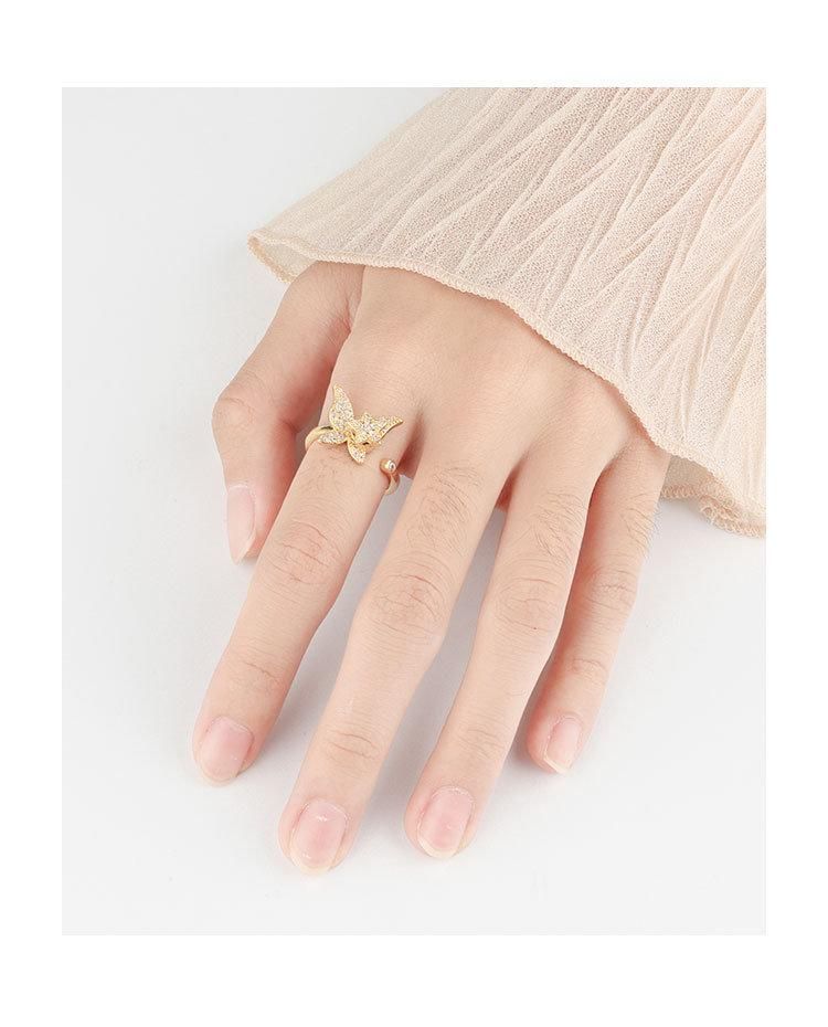 Golden Butterfly Rotate Fine Design Ring Jewelry