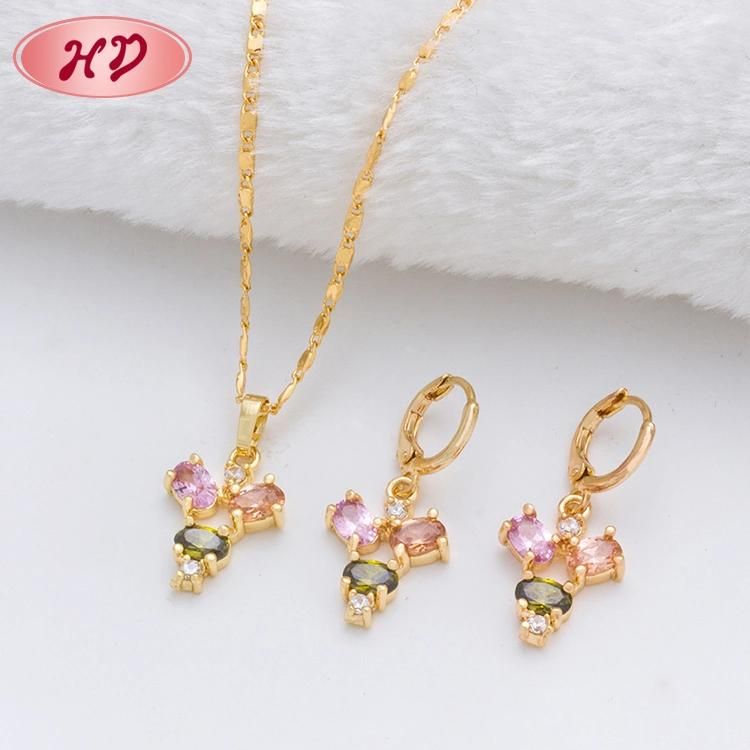 New Fashion Wedding Elegant Hot Sale Gold Plated Zircon Jewelry Sets