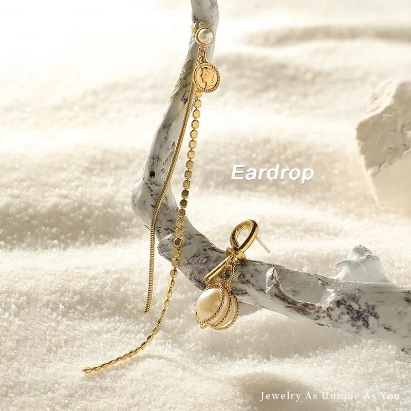 Fashion Long Tassel Asymmetric Knot Pearl Earrings Jewelry