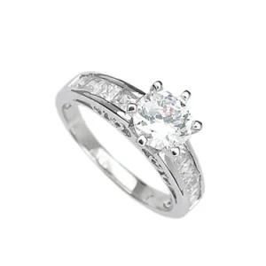 Stonez Sterling Silver Tone 100-Facet Cubic Zirconia Solitaire Ring