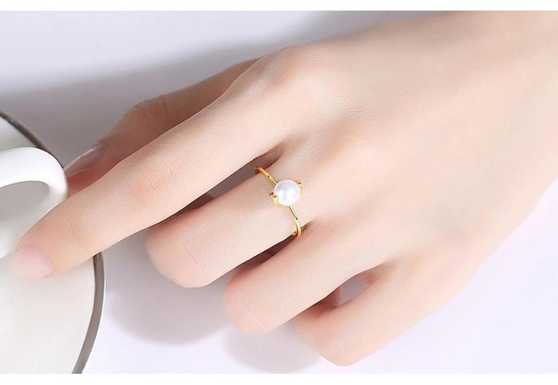 Sterling Sliver 925 Thin Finger Ring with Pearl