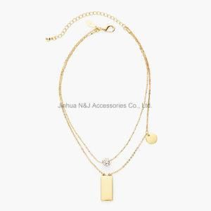 Long Alloy Dazzle Color Imitation Gems Female Tassel Pendant Necklace Factory Wholesale