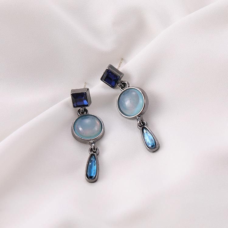 Blue Water Drop Retro Baroque Earrings 925 Silver Earrings