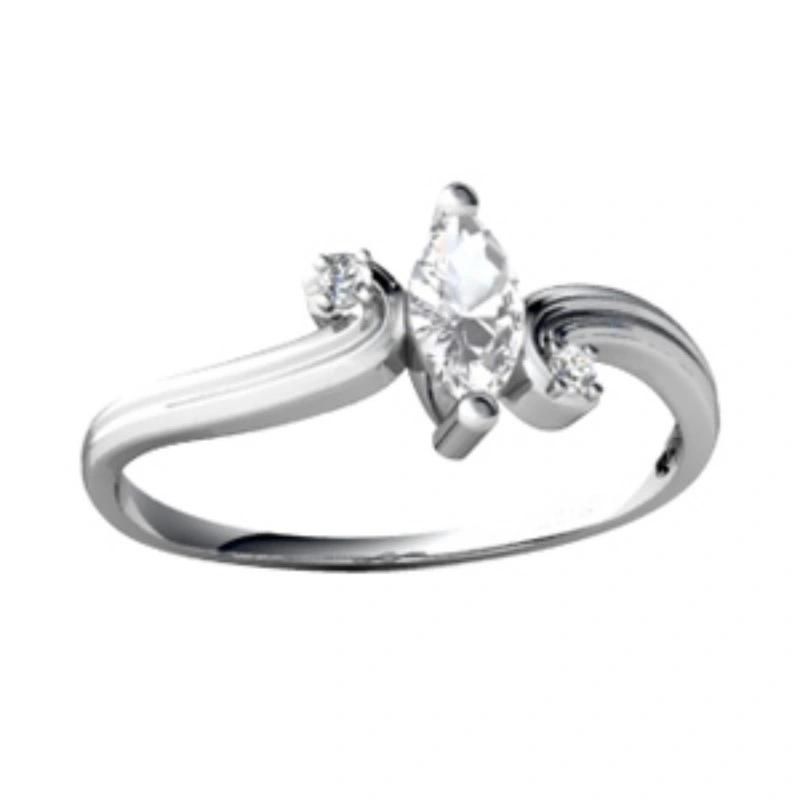 Imitation CZ Stone Three Prong Wedding Ring