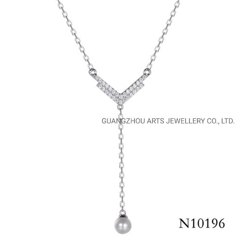 Fashion Silver Jewelry Long Chain Clavicle Pearl Necklace