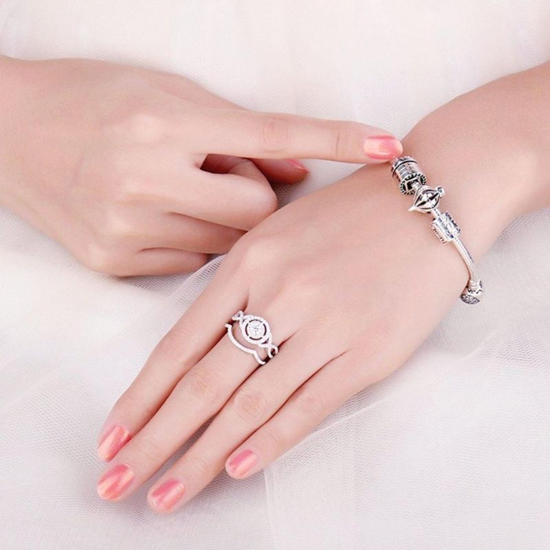 925 Sterling Silver Jewelry Cheap Engagement Wedding Ring Set for Couple Wholesale