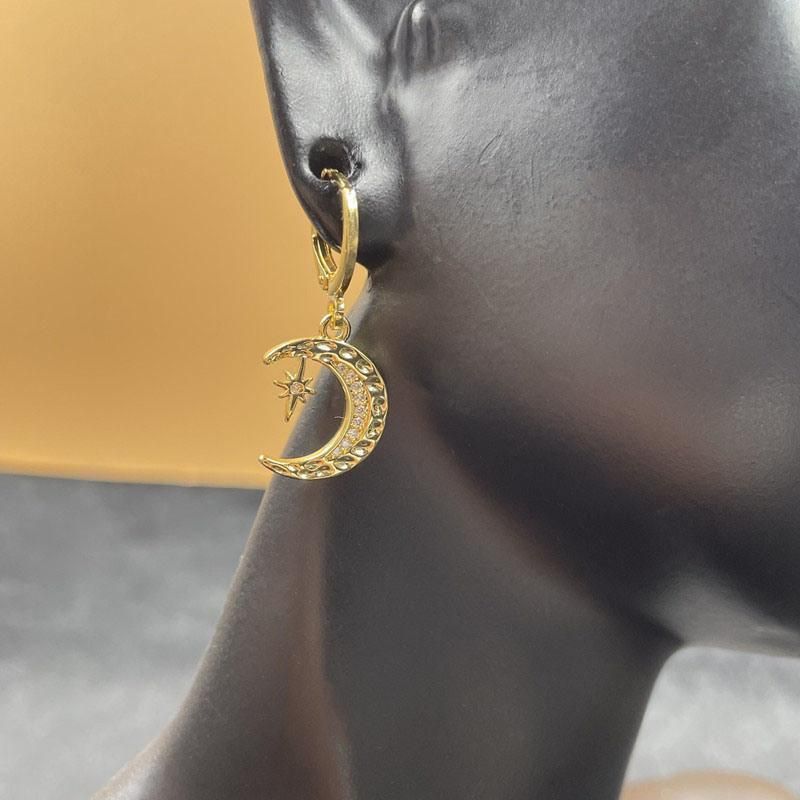 Star-Moon Micro-Inlaid Zircon Fashion Earrings Jewelry