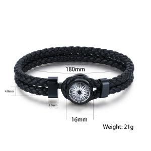 Simple &#160; Design Specially Stainless steel Clasp Double Weave Leather Men Bracelet