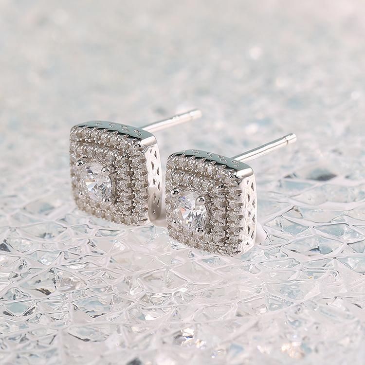 925 Silver Shining Cubic Zirconia Moissanite Lab Diamond Fashion Jewelry Factory Wholesale Handmade Fashion Accessories Jewellery Fine Earrings