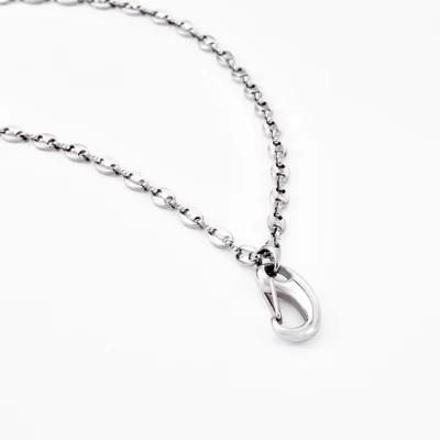 Fashion Stainless Steel Clasper Pendant Fashion Jewelry Coffie Bean Chain Necklace