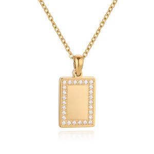 Custom Logo Crystal Rectangle Necklace Pendant with Chain