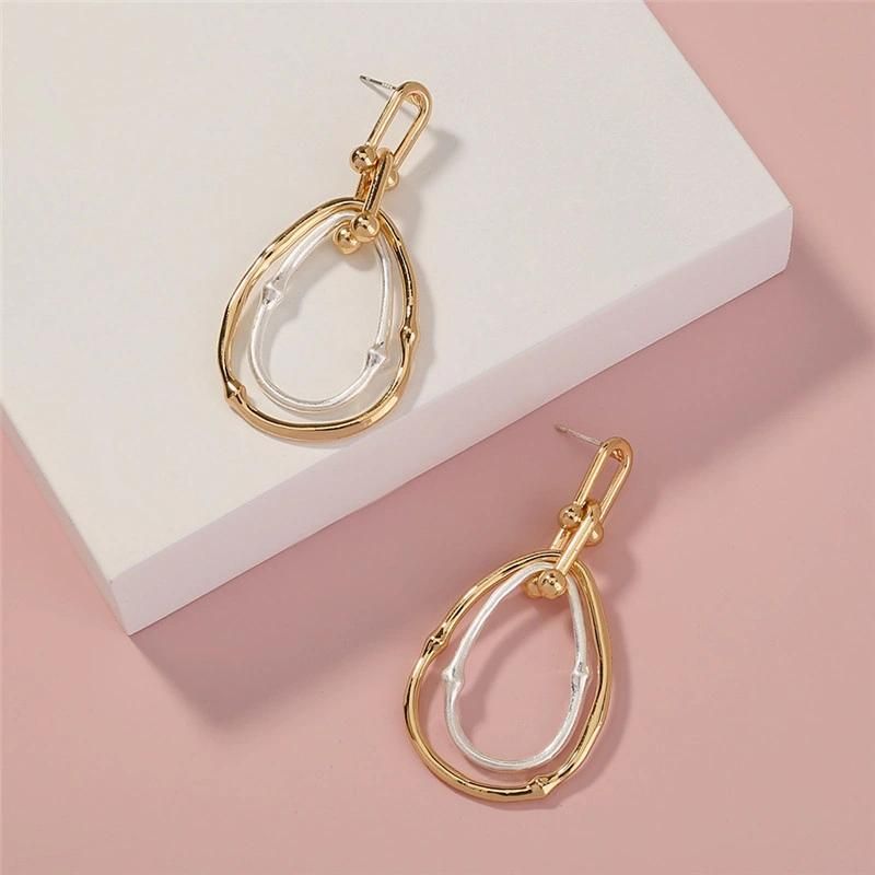 Wholesale Fashion Jewelry Water Drop Shape Earrings in Gold Plated with Sterling Silver Statement Oversized Hanging Design Women Earring
