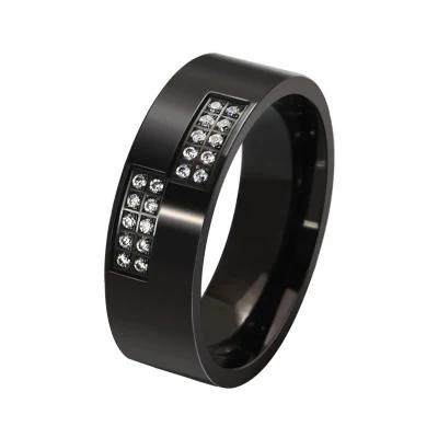 Stainless Steel 316L Ring Factory OEM Wholesale CNC Carved Couple Ring in Black