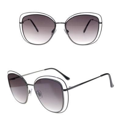 Double Frame Cat Eye Metal Fashion Sunglasses for Women