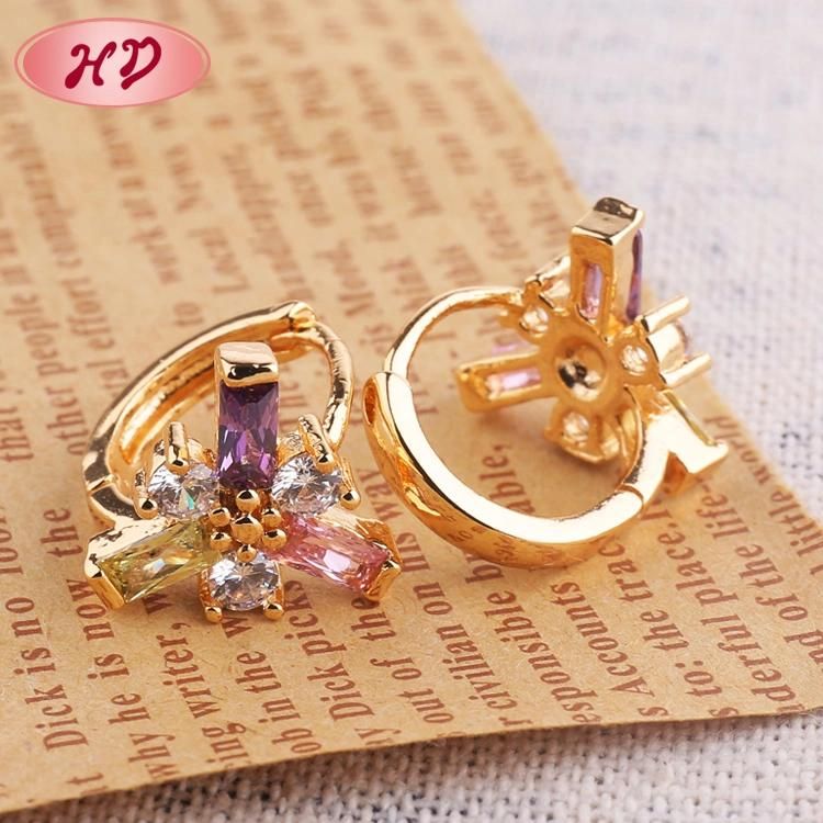 18K Gold Plated Fashion Hoop Huggie CZ Earrings for Women