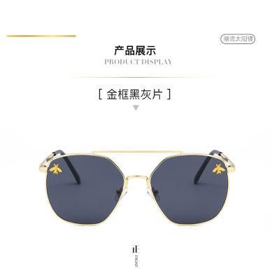 China Hight Quality Designer Luxury Oversized Women Fashion Newest Sun Glasses Half Frame Square Metal Sunglasses